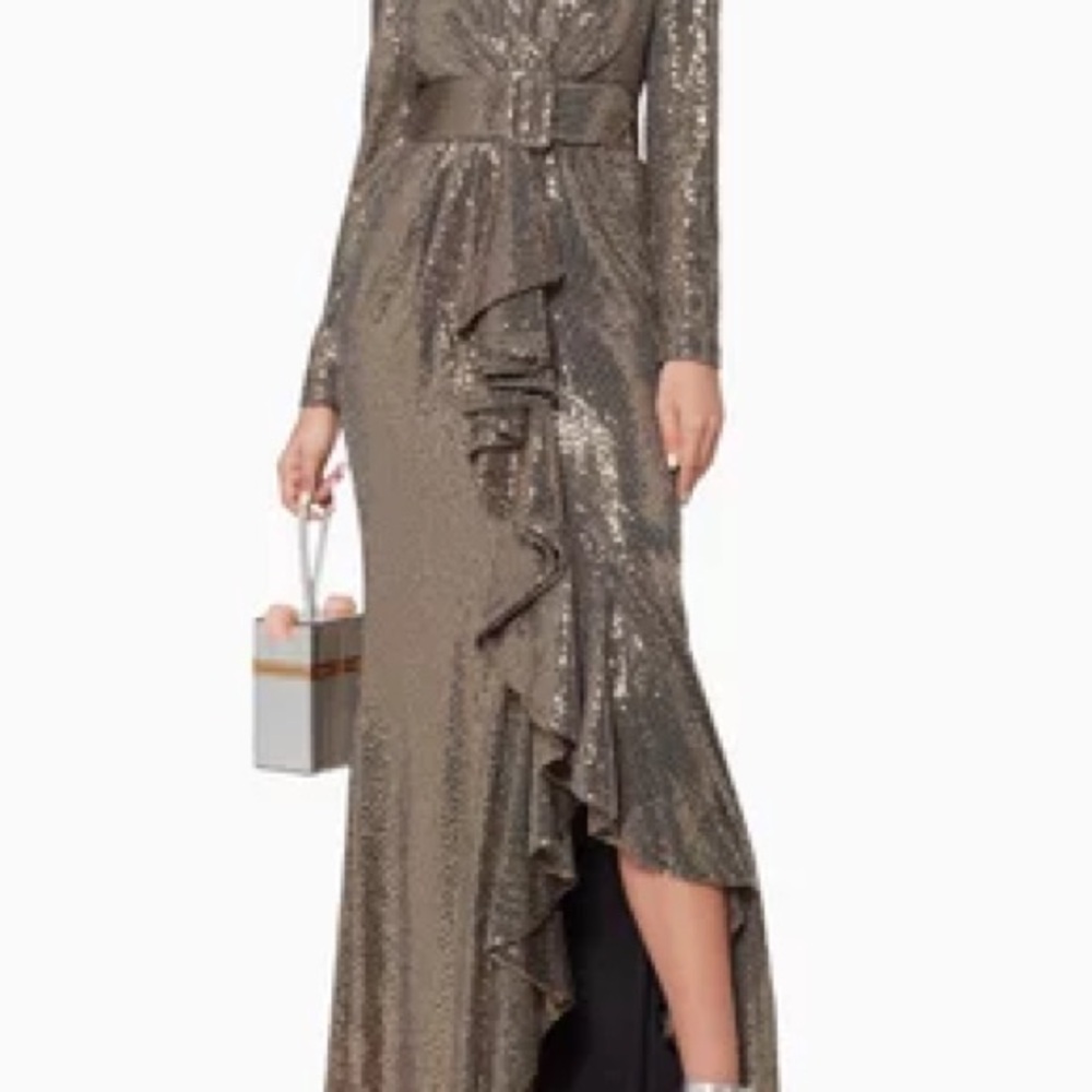 Badgley Mischka Runway Elegant Black Sequin Gown